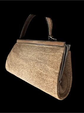 Women's Natural Haircalf Wristlet Clutch - Beige